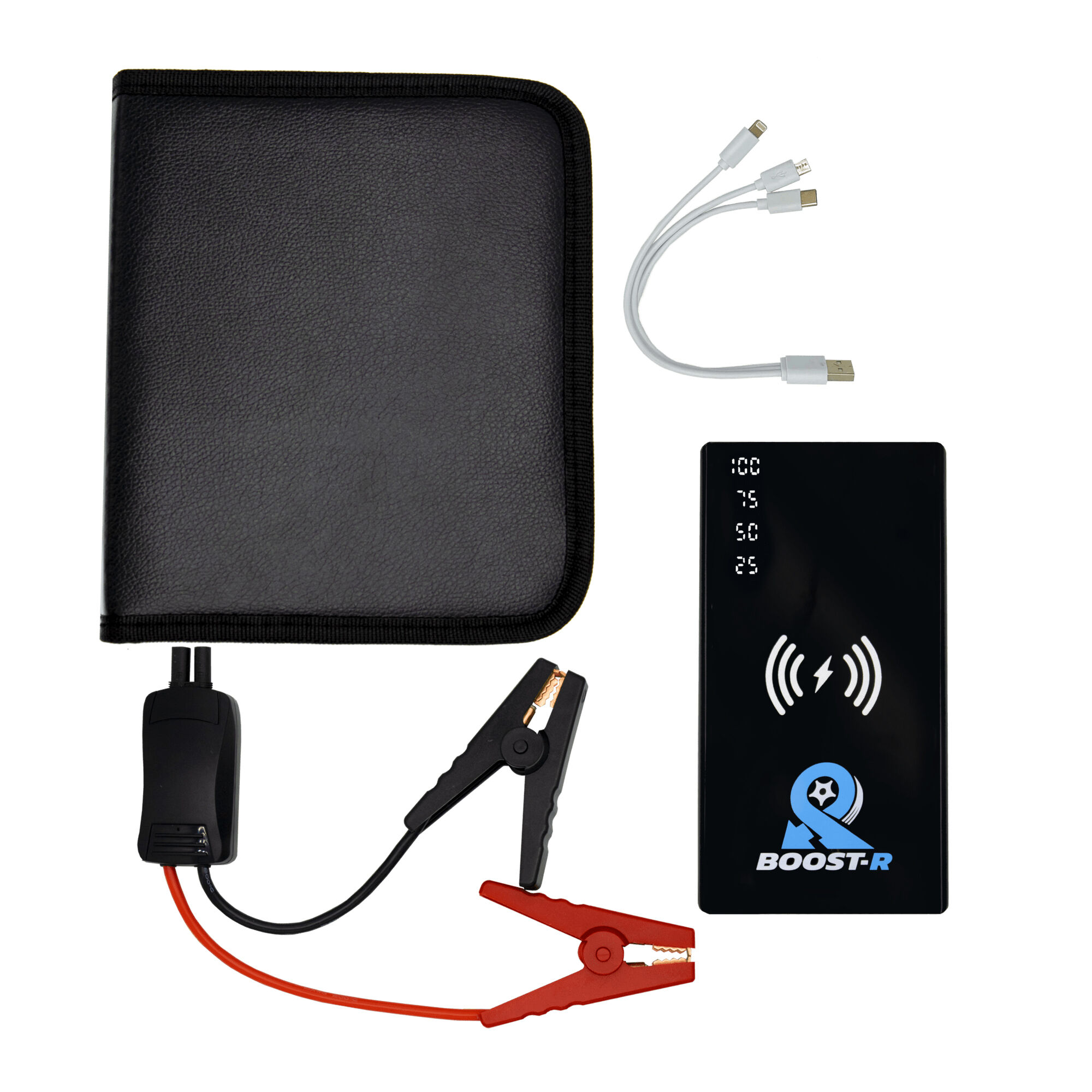 Organically driven Boost-R Jump Starter with 10.000 mAh Power Bank