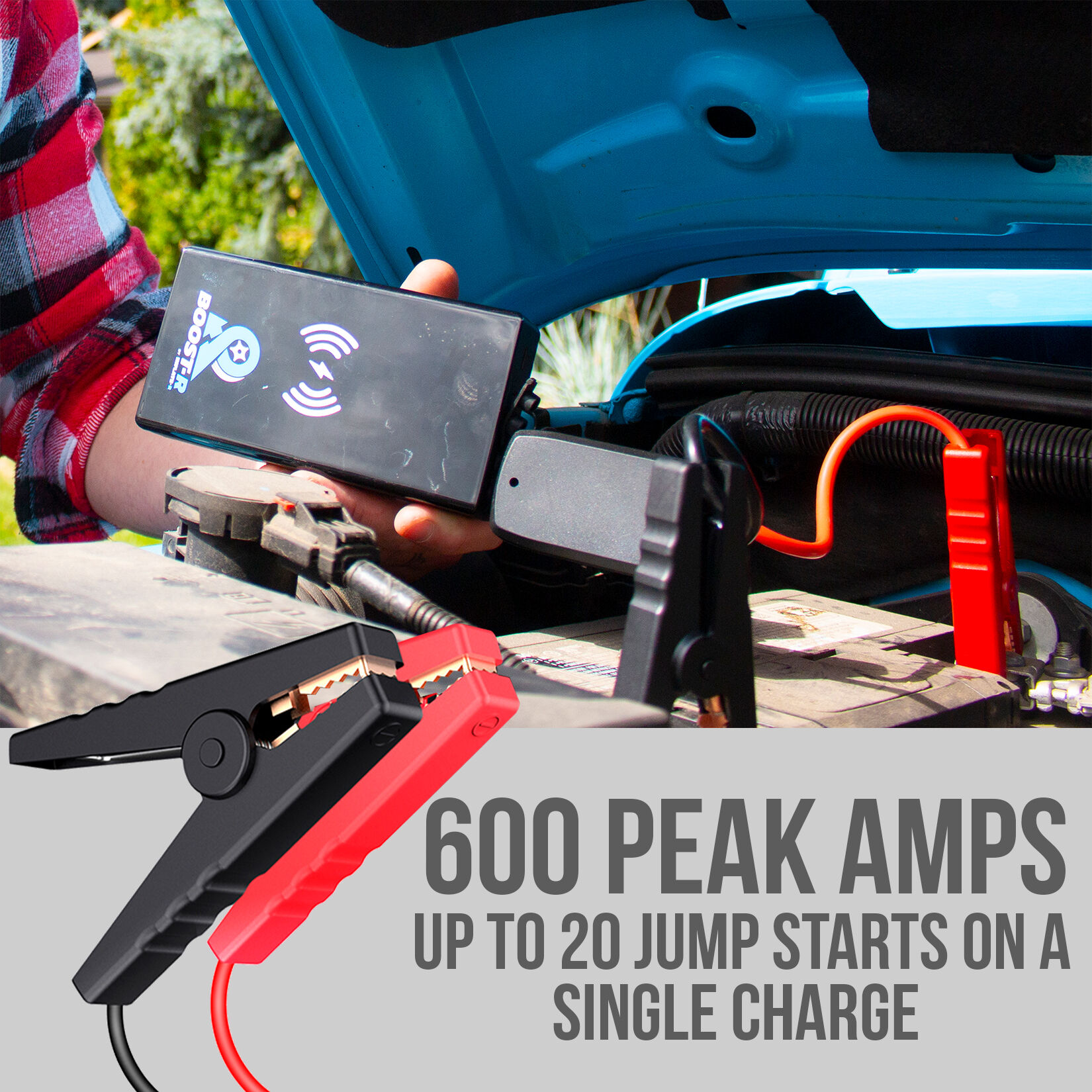Organically driven Boost-R Jump Starter with 10.000 mAh Power Bank