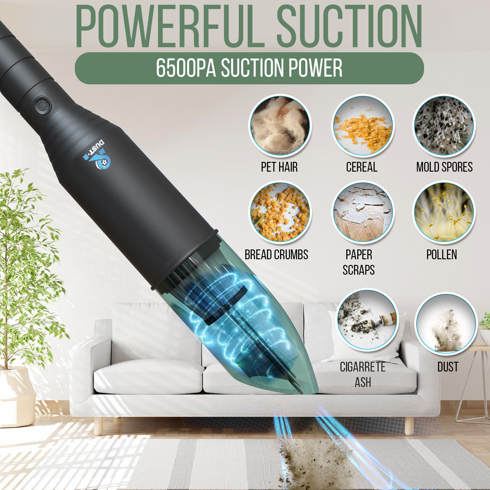 Organically driven Dust-R Portable Vacuum 120W suction power