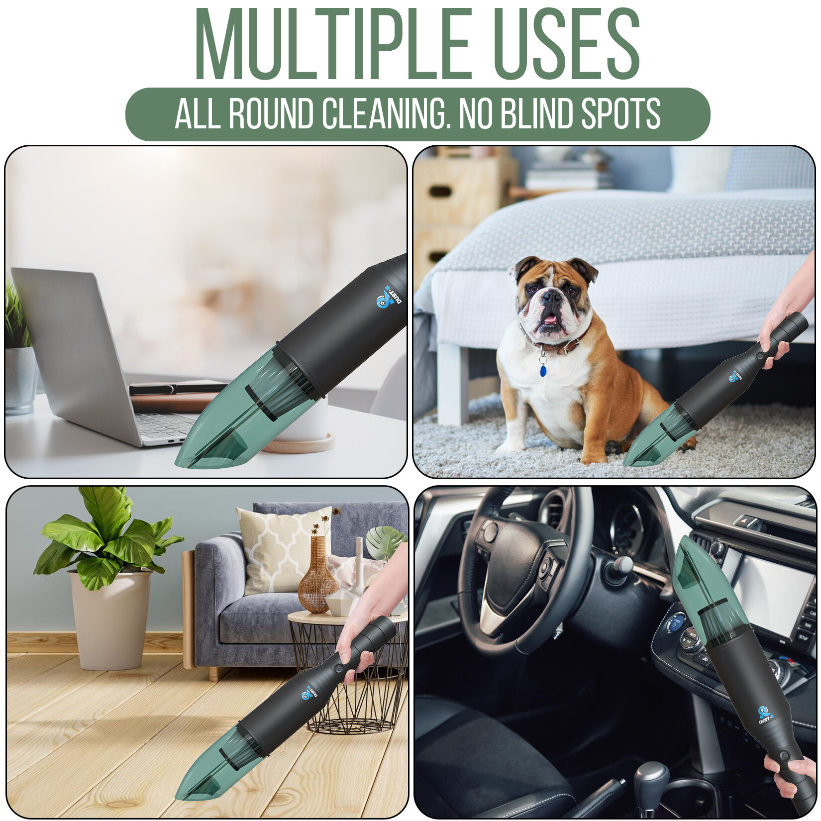 Organically driven Dust-R Portable Vacuum 120W suction power