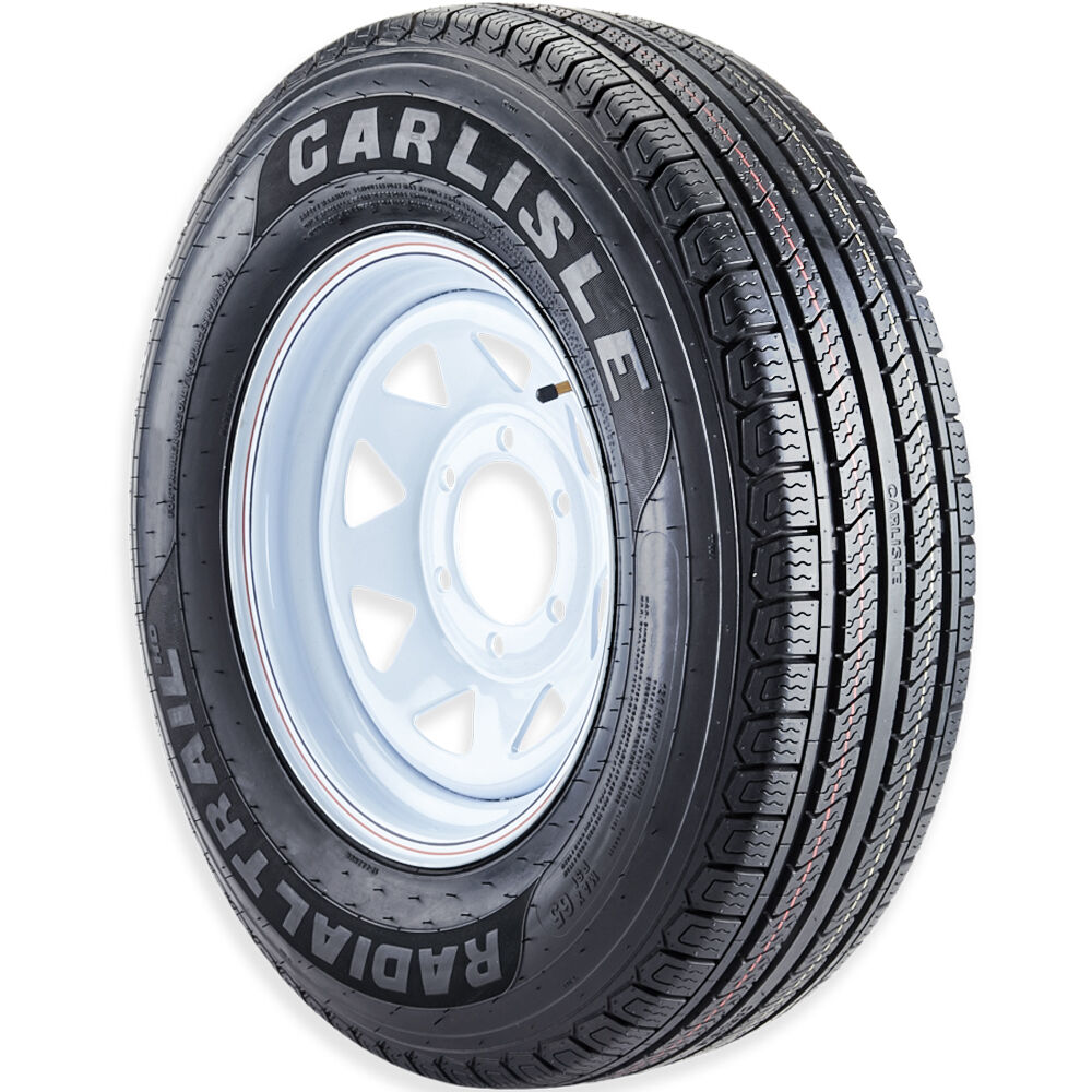 Carlisle Radial Trail HD ST 205/75R14 C (6 Ply) Trailer 14x6 5x114.3 White Eight Spoke Assembly