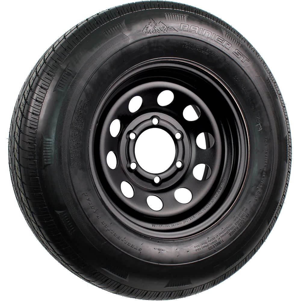Rainier ST 205/75R15 107M D (8 Ply) 5 x 4.5 Trailer Tire and Wheel Assembly, (DC)