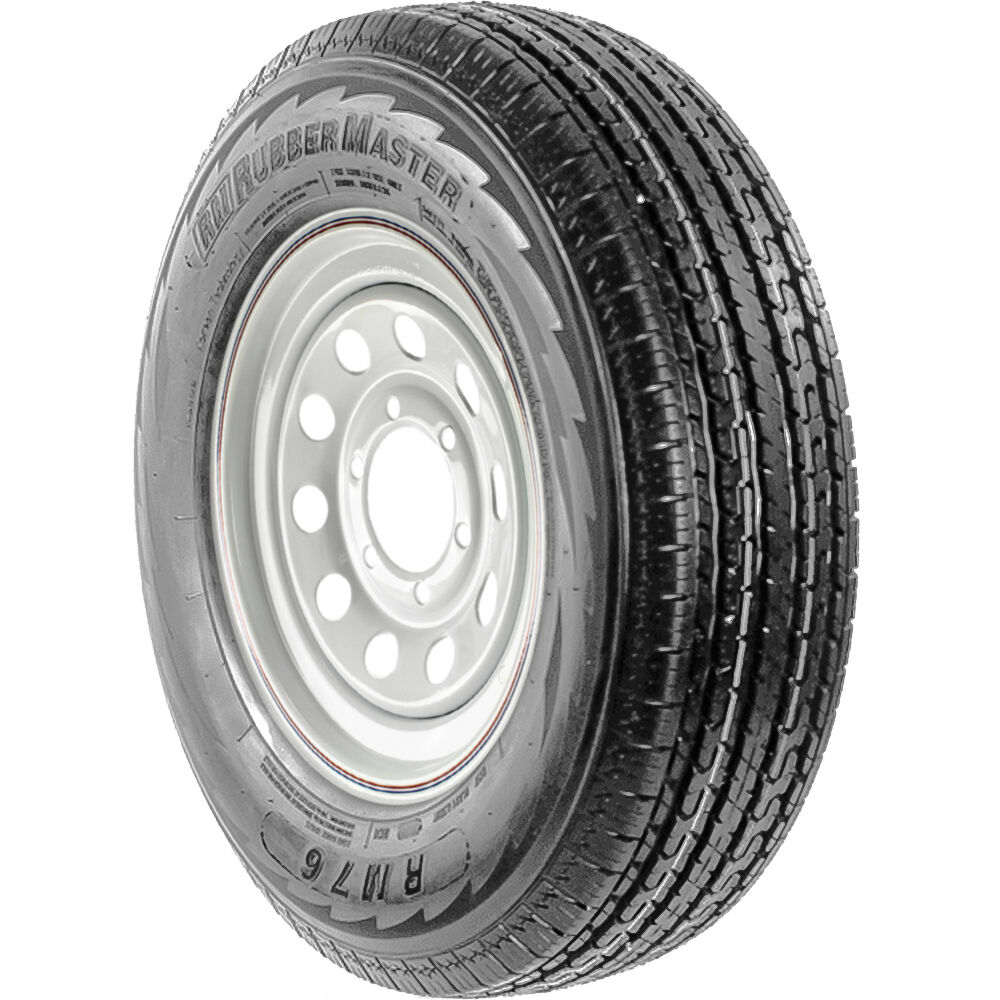 RubberMaster RM76 Steel Belted ST 225/75R15 E (10 Ply) 6 x 5.5 White Modular Trailer Tire and Wheel Assembly