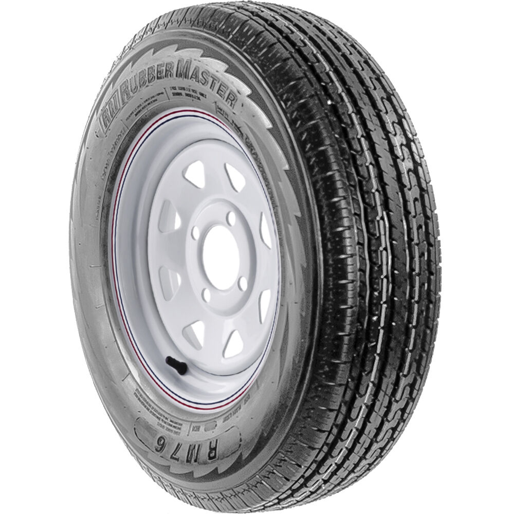 RubberMaster RM76 ST 235/85R16 125/121M E (10 Ply) 8 x 6.5 White Eight Spoke Trailer Tire and Wheel Assembly