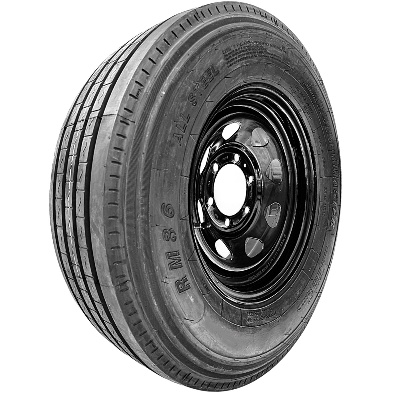 RubberMaster RM86 ST 225/75R15 119/114M F (12 Ply) 15x6 6 x 139.7 Black Eight Spoke