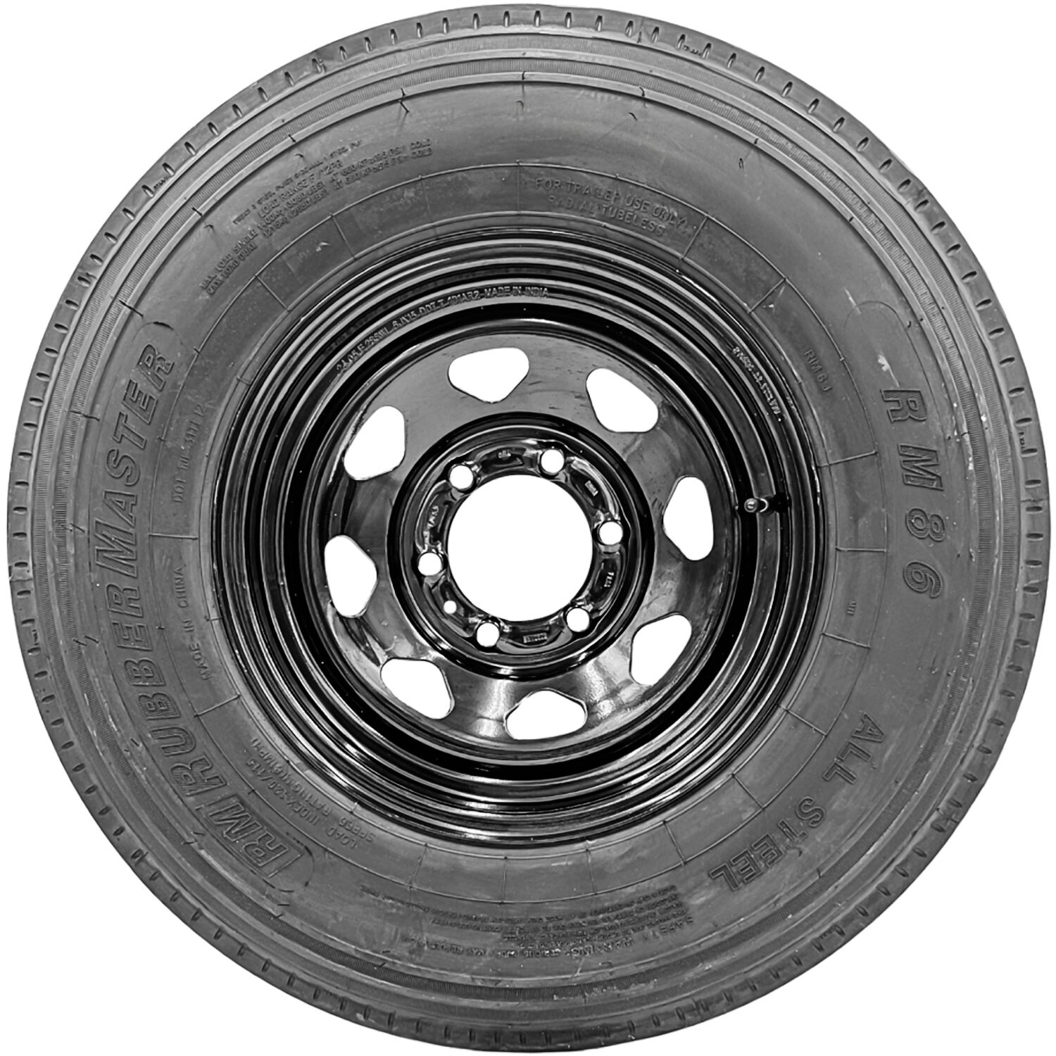 RubberMaster RM86 ST 225/75R15 119/114M F (12 Ply) 15x6 6 x 139.7 Black Eight Spoke