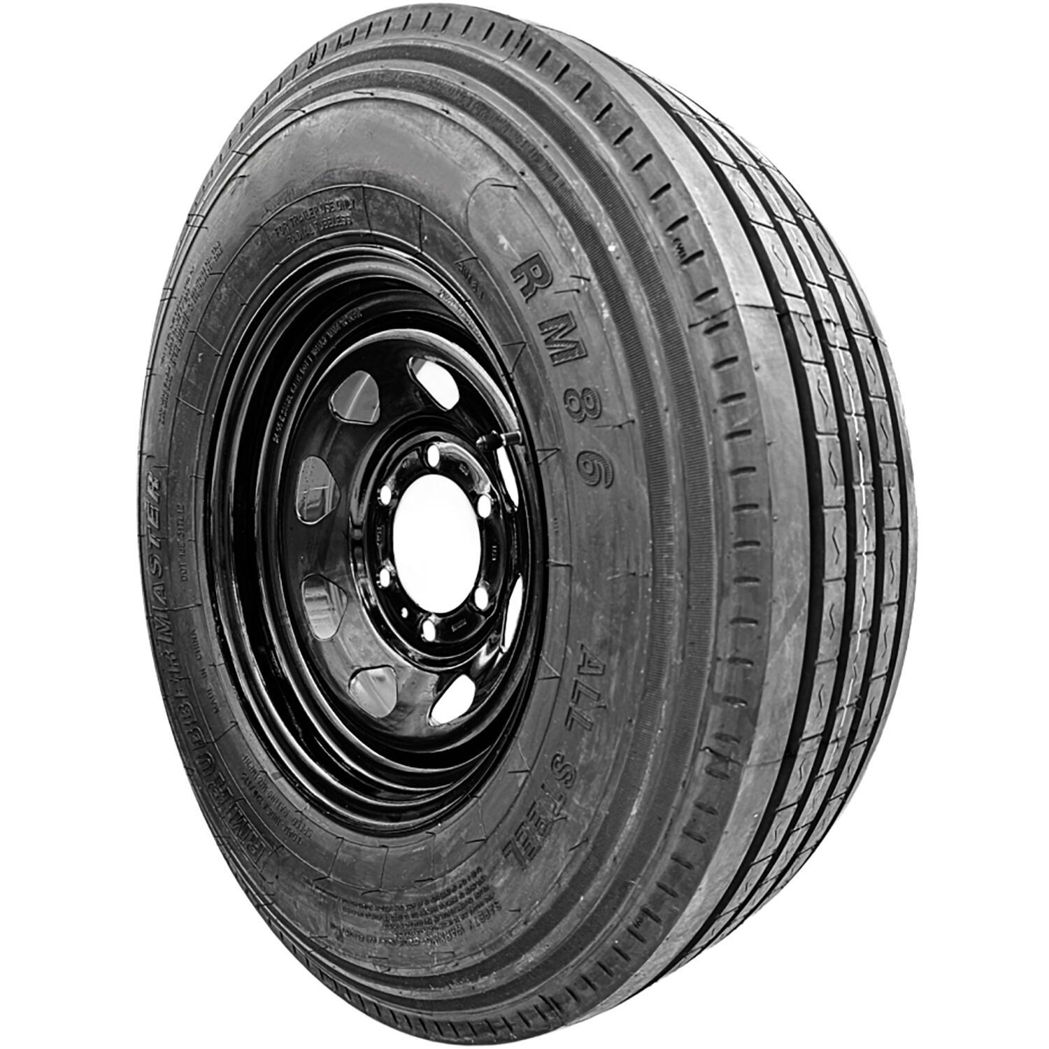 RubberMaster RM86 ST 225/75R15 119/114M F (12 Ply) 15x6 6 x 139.7 Black Eight Spoke