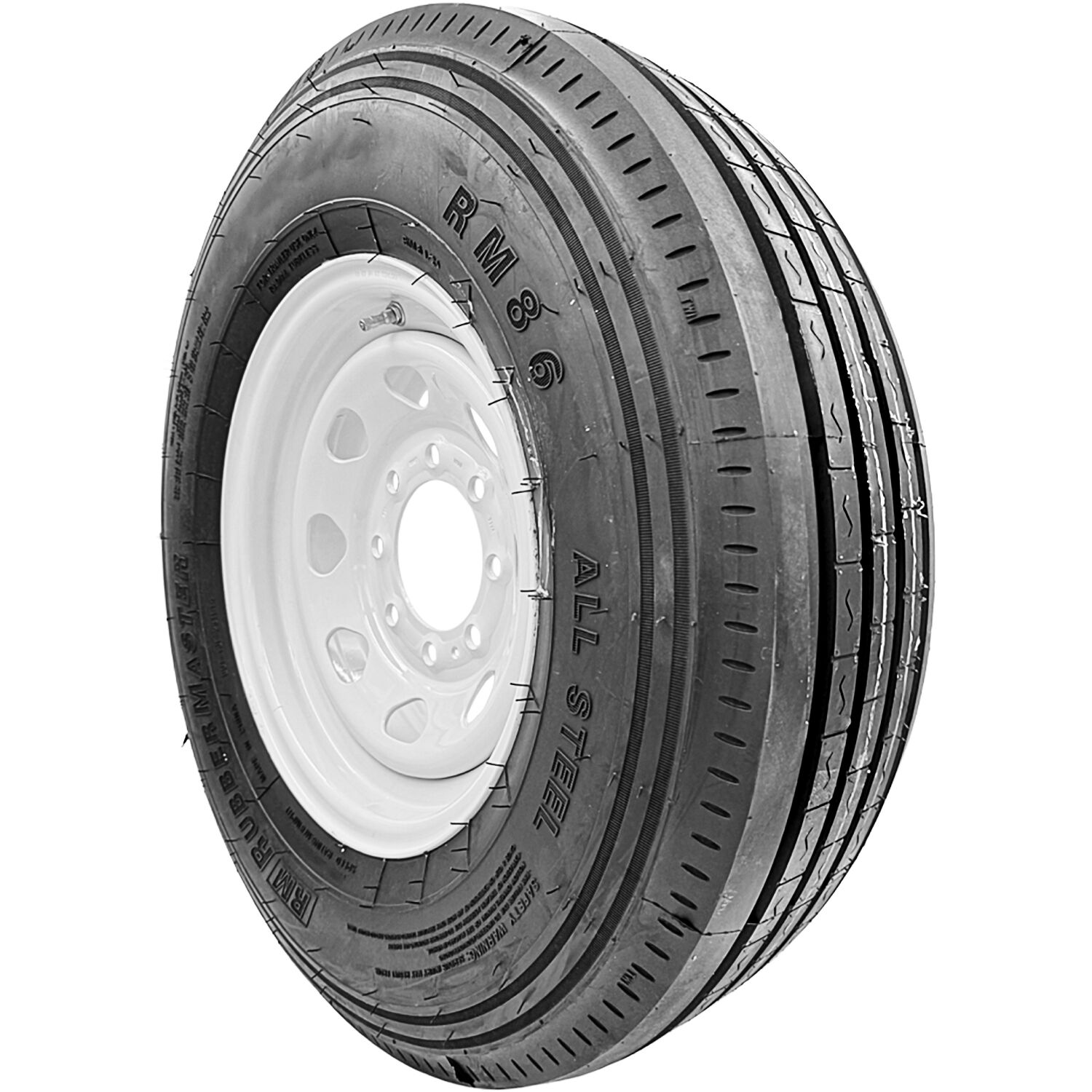 RubberMaster RM86 All Steel ST 235/85R16 131/127M G (14 Ply) 16x6 8 x 165.1 White Eight Spoke