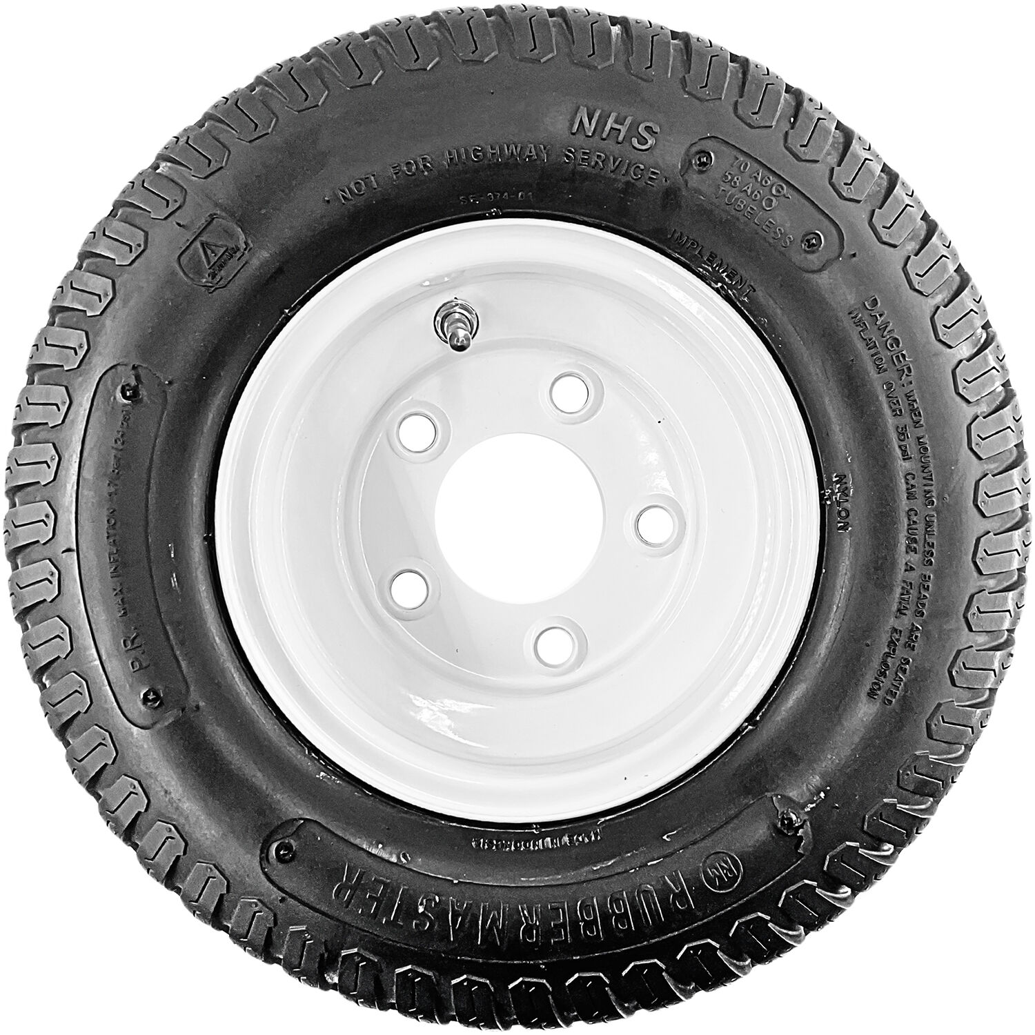 RubberMaster S374 16X7.50-8 70A6 4 Ply 8x5.375 5x114.3 White Stamped