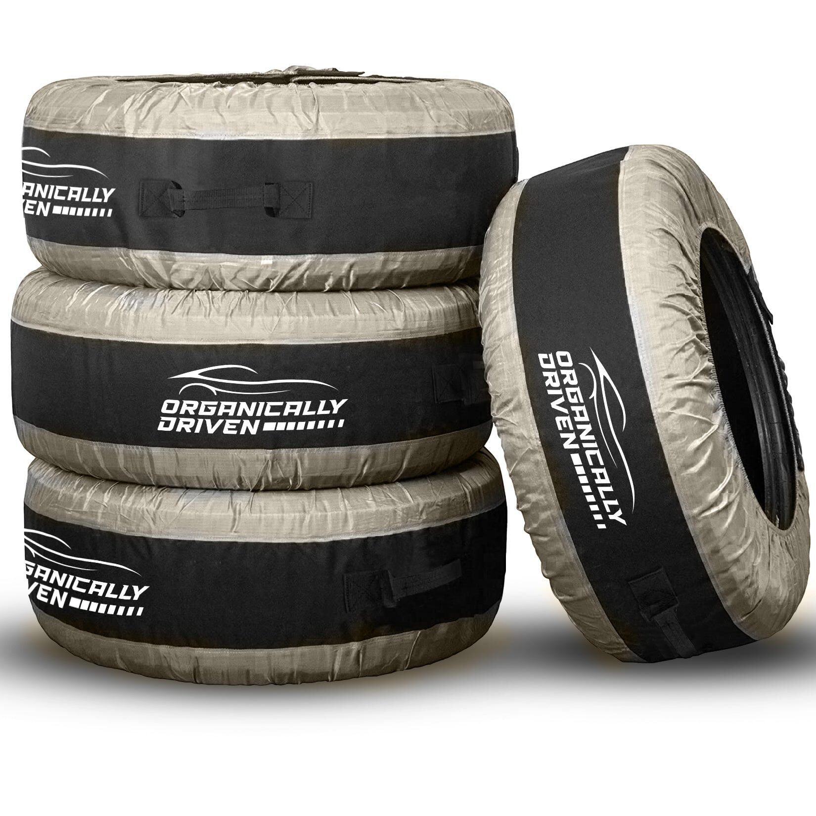 4 Organically Driven Tire Bags, 16 x 12 x 3, 600D Oxford Polyester