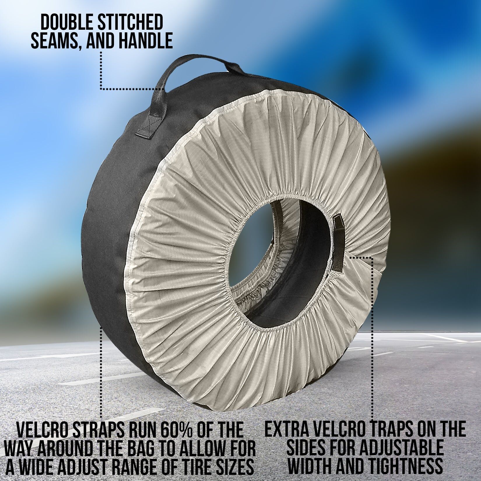 4 Organically Driven Tire Bags, 16 x 12 x 3, 600D Oxford Polyester