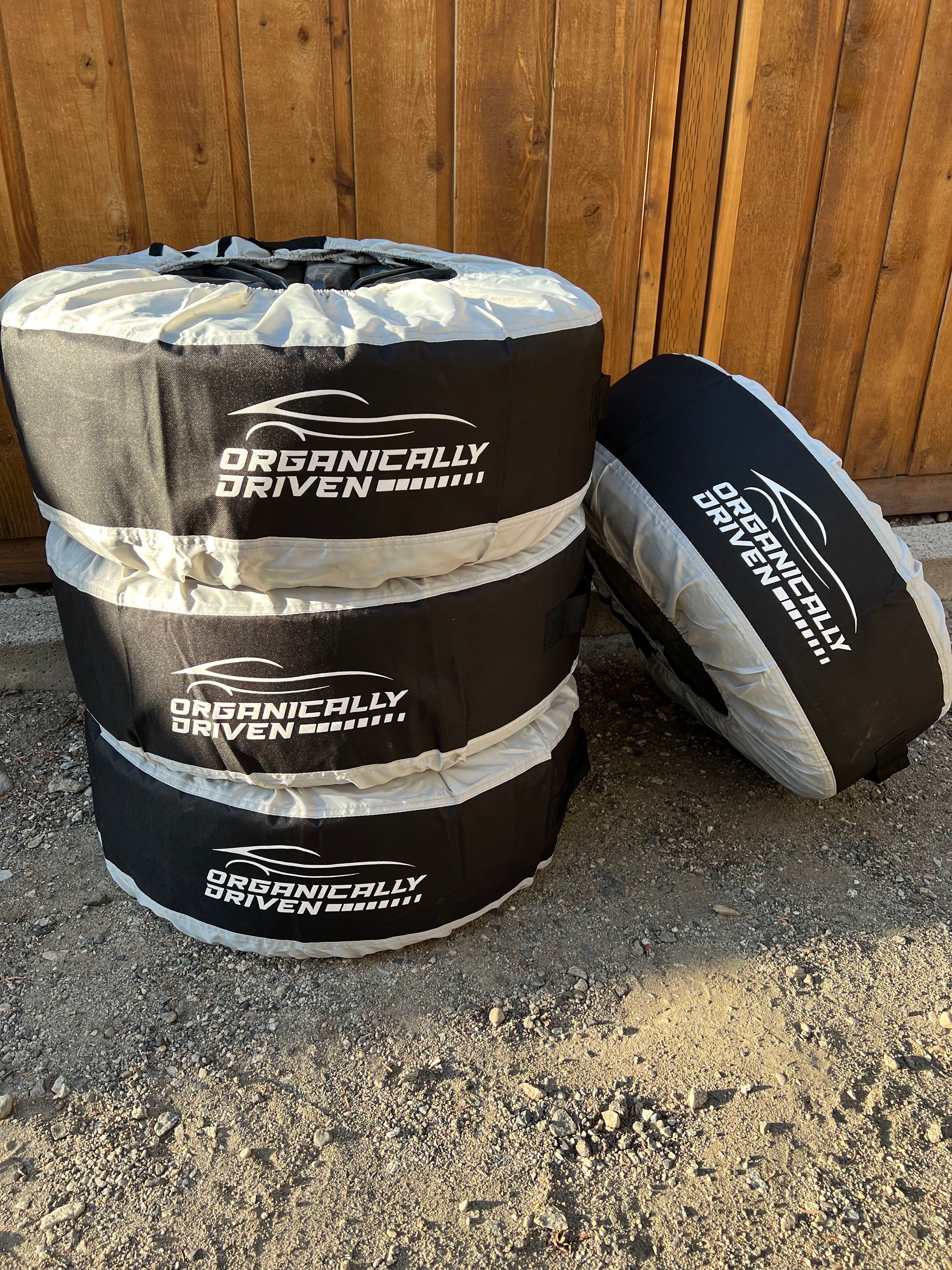 4 Organically Driven Tire Bags, 16 x 12 x 3, 600D Oxford Polyester