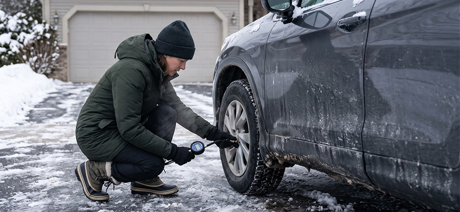 Checking tire pressure