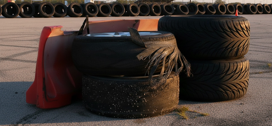 Damaged drifting tires